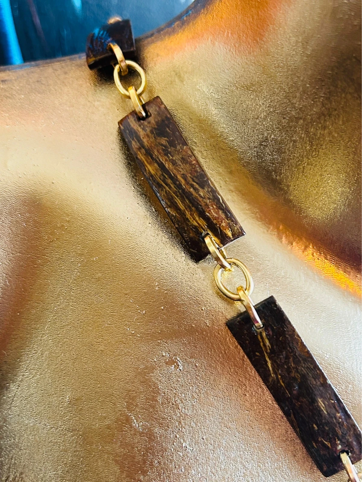 Vintage gesneden kokosnoot collier - etnische bohemien geest – photo 4